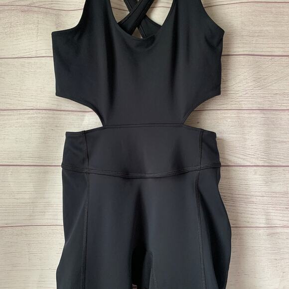 Free People Movement Black One-Piece Athletic Jumpsuit Crisscross Back Size M - Picture 3 of 12